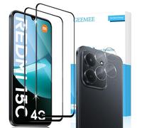 GEEMEE 2+2 Pièces pour Xiaomi Redmi 15C 4G/5G Verre Trempé avec Caméra Arrière Protecteur, 9H Dureté HD Film Vitre Trempé, sans Bulles Anti-Rayures Protecteurs d'écran