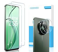 GEEMEE 2+2 Pièces Verre Trempé pour Realme 12 5G/Realme 12x 5G avec Caméra Arrière Protecteur, 9H Dureté HD sans BullesAnti-Rayures Protecteurs d'écran Film Vitre Trempé