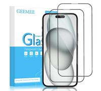 GEEMEE 2 Pièces Verre Trempé pour iPhone 15 6.1" + 2 Pièces Caméra Arrière Protecteur, 9H Dureté HD Film Verre Trempé, sans Bulles Anti-Rayures Protecteurs d'écran - Noir