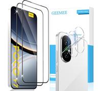 GEEMEE 2 Pièces Verre Trempé pour Xiaomi Poco F7 avec 2 Pièces Caméra Arrière Protecteur, 9H Dureté HD Film Vitre Trempé, sans Bulles Anti-Rayures Protecteurs d'écran