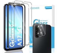 GEEMEE Film de protection d'écran en verre trempé pour Samsung Galaxy A17 5G + 2 films de protection pour appareil photo, dureté 9H, haute sensibilité