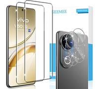 GEEMEE Film de protection d'écran en verre trempé pour Vivo V50 + 2 films de protection pour appareil photo, dureté 9H, haute sensibilité