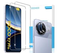 GEEMEE Lot de 2 films de protection d'écran pour Xiaomi Poco F7 Pro/F7 Ultra, lot de 2 protecteurs d'écran + 2 protections d'objectif d'appareil photo, film en verre trempé 9H HD transparent