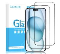 GEEMEE pour iPhone 15 Plus 6.7" 2 Pièces Verre Trempé + 2 Pièces Caméra Arrière Protecteur, 9H Dureté HD Film Verre Trempé, sans Bulles Anti-Rayures Protecteurs d'écran - Noir
