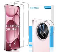 GEEMEE pour OPPO Find X8 Ultra Verre Trempé, Protection écran et Caméra Arrière Protecteur, 2+2 Pièces Ultra Clair 9H Crystal Protection Ecran Anti -Rayures Screen Protector