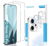 GEEMEE pour OPPO Reno 14 Pro Verre Trempé, Protection écran et Caméra Arrière Protecteur, 2+2 Pièces Ultra Clair 9H Crystal Protection Ecran Anti - Rayures Screen Protector