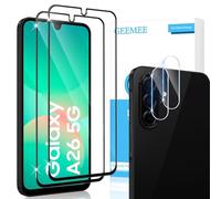 GEEMEE pour Samsung Galaxy A26 5G Verre Trempé avec Caméra Arrière Protecteur, 2+2 Pièces 9H Dureté HD Film Vitre Trempé, sans Bulles Anti-Rayures Protecteurs d'écran