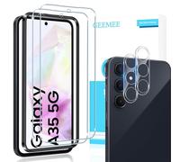 GEEMEE pour Samsung Galaxy A35 5G Verre Trempé, Protection écran et Caméra Arrière Protecteur, 【2+2 Pièces 】 Ultra Clair 9H Crystal Protection Ecran Anti - Rayures Screen Protector