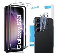 GEEMEE pour Samsung Galaxy S23 Verre Trempé+Arrière Caméra Verre Trempé avec Outil D'alignement Facile,【2+2 Pack】 Ultra Clair 9H Crystal Clear Film Protection Anti-Rayures