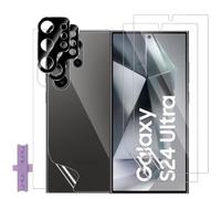 GEEMEE pour Samsung Galaxy S24 Ultra Protection D'écran+Flexible Retour Film+Verre Trempé Caméra Arrière Protecteur, 【2+2+2 Pièces】 HD Anti-Empreintes Anti-Rayures Film Protection en écran