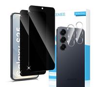 GEEMEE pour Samsung Galaxy S25 Anti-Espion Verre Trempé, 2+2 Pièces Privacy Protecteur D'écran +Caméra Verre Trempé, 9H Anti-Spy Vie Privée Film De Anti Rayures Protection écran