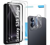 GEEMEE pour Samsung Galaxy S25 Edge Verre Trempé, Protection écran et Caméra Arrière Protecteur, 2+2 Pièces Ultra Clair 9H Crystal Protection Ecran Anti - Rayures Screen Protector