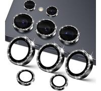 GEEMEE pour Samsung Galaxy S25 Ultra 5G Bling Caméra Arrière Protecteur, Verre Trempé & Bling Bord Aluminium, HD Dureté 9H Anti-Rayures Facile à Installer Caméra Protecteur - Glitter Noir