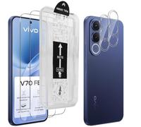 GEEMEE pour Vivo V70 FE Verre Trempé et Caméra,【Auto-Install】 | 2+2 Pièces Protection écran et Caméra Arrière Protecteur【Couverture Complète 】【Installation facile】Dureté 9H Film