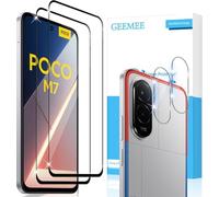 GEEMEE pour Xiaomi Poco M7 4G Verre Trempé avec Caméra Arrière Protecteur, 2 + 2 Pièces 9H Dureté HD Film Vitre Trempé, sans Bulles Anti-Rayures Protecteurs d'écran