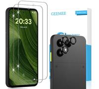 GEEMEE Verre Trempé pour Fairphone 6 avec Caméra Arrière Protecteur (Noir), 2+2 Pièces 9H Dureté HD sans Bulles Anti-Rayures Protecteurs d'écran Film Vitre Trempé