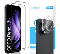 GEEMEE Verre Trempé pour Oppo Reno 13 5G avec Caméra Arrière Protecteur, 2+2 Pièces 9H Dureté HD sans BullesAnti-Rayures Protecteurs d'écran Film Vitre Trempé