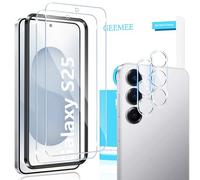 GEEMEE Verre Trempé pour Samsung Galaxy S25 5G, Protection écran et Caméra Arrière Protecteur, 2+2 Pièces Clair 9H Crystal Protection Ecran Anti - Rayures Screen Protector