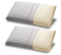 GEEMMA Paire de coussins 100 % latex 40 x 70 H 12 cm. très hypoallergéniques pour lit à modèle savon. Tissu coton déhoussable et lavable. en matelas hypoallergénique - Milk