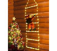 Geemoo 0.75M Noel Guirlande Lumineuse Electrique, 97 LED Échelle avec le Père Noël, 8 Modes, Fonction Mémoire Minuteur, Étanche, pour Decoration Noel Exterieur et Interieur (Blanc Chaud)