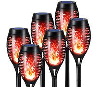 Geemoo Lumiere Flamme Solaire Exterieure 6 Pack Etanche Lampe Torche Solaire, Lampes Solaires à Flamme Vacillante Rouge pour Décoration Halloween Jardin, Patio, Chemins, Pelouse
