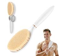 GEENOA Brosse à récurer pour le corps pour le brossage humide ou sec, brosse de douche antidérapante avec grande tête double face et poils doux, facile à utiliser pour le nettoyage moussant (blanc-S)
