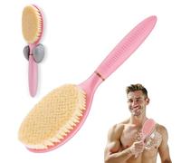 GEENOA Nouvelle brosse pour le corps pour le brossage humide ou sec, brosse de douche antidérapante avec grande tête double face et poils doux, facile à utiliser pour le nettoyage moussant (rose-S)