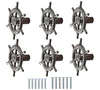 Geentie Lot de 6 boutons de placard en forme de gouvernail pour tiroir, armoire, porte de meuble, poupe décorative nautique