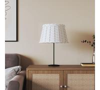GeenYuu Abat-jour blanc Ø 38 x 23 cm en osier avec support en fer - Remplacement pour lampadaire, lampe de table, suspension - Convient pour salon, chambre à coucher, décoration bohème