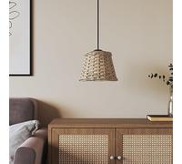 GeenYuu Abat-jour marron en osier Ø 15 x 12 cm avec support en fer pour lampe suspendue, lampe de table, salon, chambre à coucher, décoration vintage bohème
