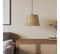 GeenYuu Abat-jour marron en osier Ø 30 x 20 cm avec support en fer pour lampe suspendue, salon, chambre à coucher, décoration vintage bohème et remplacement pour lampadaire de table