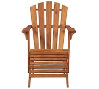 GeenYuu Adirondack Fauteuil de jardin en bois d'acacia massif avec repose-pieds, résistant aux intempéries, pliable, dossier réglable, idéal pour jardin, terrasse, balcon, camping et piscine