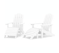 GeenYuu Adirondack Lot de 2 chaises de jardin en polyéthylène haute densité avec tabourets, blanches, résistantes aux intempéries, robustes, 73 x 83 x 92 cm, empilables pour terrasse, jardin, avec