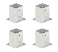GeenYuu Ancres de poteau métal galvanisé 4 pcs 101 mm pour fixation poteau traverse clôture jardin extérieur terrasse portail sécurité