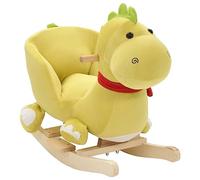 GeenYuu Animal à bascule Dragon avec dossier en peluche Vert citron 60 x 32 x 53 cm Cadre en métal Base en bois Enfants à partir de 12 mois Jouet intérieur extérieur Favorise l'équilibre Apprentissage