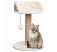 GeenYuu Arbre à Chat avec griffoirs en herbiers Marins 49 cm Beige avec perchoir, Jouet Suspendu, Plateforme Stable pour Escalade et Repos intérieur Appartement