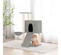 GeenYuu Arbre à Chat avec griffoirs en sisal Gris Clair 96 cm, Tour à Chat avec Niche, hamac, Plateforme, perchoir et escalier pour Jeu, Repos, Escalade et Observation en intérieur Appartement Salon