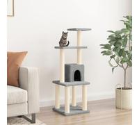 GeenYuu Arbre à Chat Gris Clair 105 cm avec griffoirs en sisal, Plateforme, Panier, perchoir et Niche pour Jeu, Repos, Escalade et Observation en intérieur Appartement Salon
