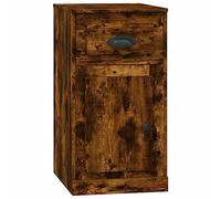 GeenYuu Armoire d'appoint en bois de chêne fumé 40 x 50 x 75 cm avec tiroir et compartiment, porte flexible à monter, espace de rangement pour bureau, couloir, cave, buanderie, armoire de rangement
