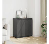 GeenYuu Armoire d'appoint en pin massif avec 2 compartiments - Gris - 66 cm de haut - Commode étroite pour salon, bureau, couloir - 60 x 36 x 65 cm