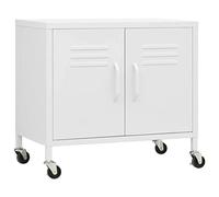 GeenYuu Armoire de rangement blanche en acier 60 x 35 x 56 cm avec étagère réglable et 4 roulettes, 2 avec freins, pour bureau, cave, garage et buanderie