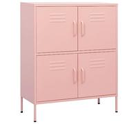 GeenYuu Armoire de rangement rose en acier avec 4 portes, 80 x 35 x 101,5 cm, 2 étagères réglables en hauteur, pieds de nivellement, support mural pour garage, cave, bureau, buanderie, espace de