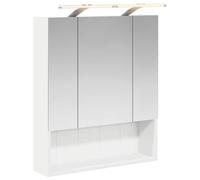 GeenYuu Armoire de salle de bain avec miroir - En bois - Blanc - 60 x 14,5 x 70 cm - Avec 2 étagères - Éclairage LED - Port USB - Montage mural pour meubles de salle de bain - Lavabo - Espace de