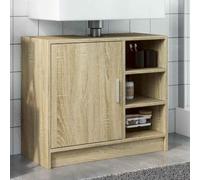 GeenYuu Armoire d'évier chêne Sonoma en Bois d'ingénierie 63x29x55 cm Meuble sous évier avec Porte et Compartiments Ouverts pour Rangement Salle de Bain, lavabo, Toilette, buanderie