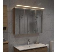 GeenYuu Armoire Miroir Salle de Bain chêne Artisan avec étagères, Rangement Mural Compact, Double Face, éclairage LED Blanc USB, 100 x 14,5 x 70 cm, Porte charnières, Meuble lavabo Vasque Pratique