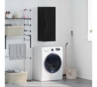 GeenYuu Armoire murale, aspect chêne, noire, 34,5 x 34 x 90 cm, buffet mural avec porte, en matériau dérivé du bois, commode étroite pour salon