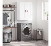 GeenYuu Armoire Murale Blanc Bois d'ingénierie 69,5x34x90 cm avec 3 Compartiments 2 Portes, Meuble Rangement Suspendu pour Salon Chambre Bureau, Buffet vaisselier Placard Polyvalent