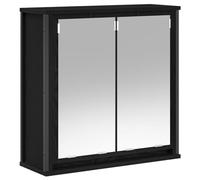 GeenYuu Armoire murale de salle de bain avec miroir, aspect chêne noir, 60 x 21 x 60 cm, meuble de salle de bain avec espace de rangement et structure flexible pour l'ordre dans le lavabo