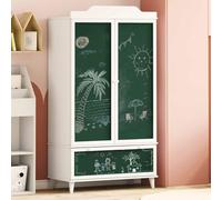 GeenYuu Armoire Tableau Noir ROROS Blanc 90 x 45 x 165 cm avec tiroir Placard Rangement Dressing penderie Meuble lingère vestiaire Chambre Bureau Salon