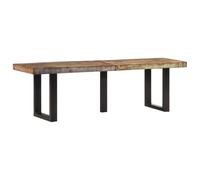 GeenYuu Banc 160 cm Bois de récupération Massif avec Structure Acier Stable, Banquette siège pour entrée Salon Chambre, Rangement Pratique avec Assise Confortable et Design Industriel Naturel